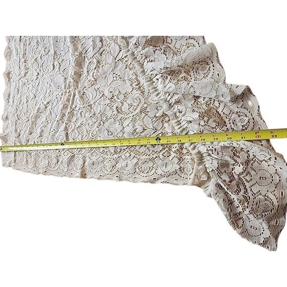 Elegant Beige Lace Swag Style Valance 2 Panels Romantic Floral Design 37x33 in - Picture 6 of 8